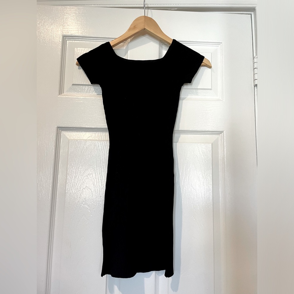 Olivaceous Ribbed Black Bodycon Dress - XS NWT